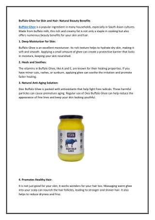 Buffalo Ghee for Skin and Hair: Natural Beauty Benefits
