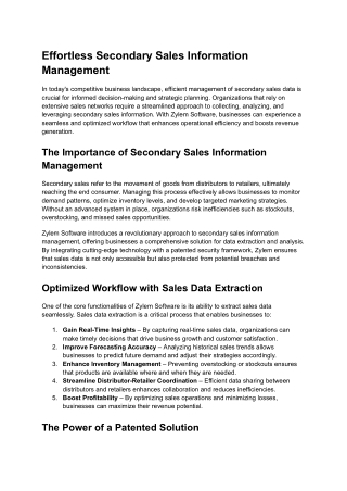 Effortless Secondary Sales Information Management