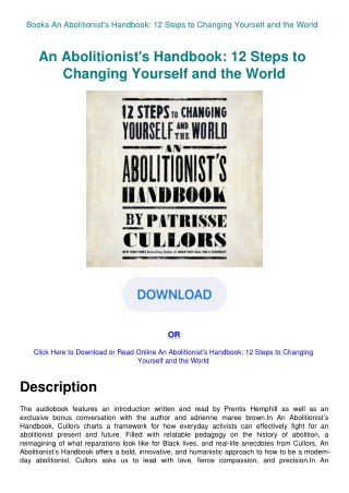 Books An Abolitionist's Handbook 12 Steps to Changing Yourself and the World