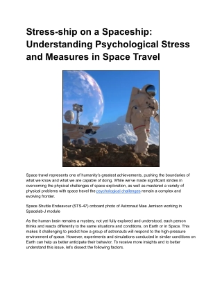 Stress-ship on a Spaceship_ Understanding Psychological Stress and Measures in Space Travel