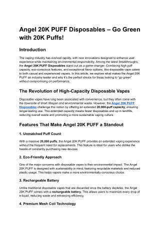 Angel 20K PUFF Disposables – Go Green with 20K Puffs