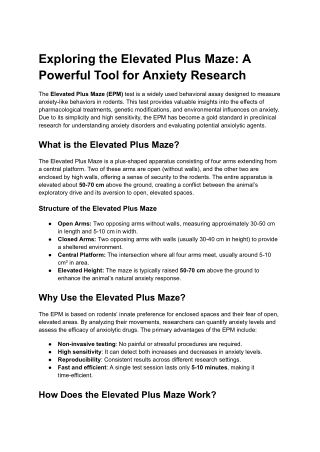 Exploring the Elevated Plus Maze_ A Powerful Tool for Anxiety Research