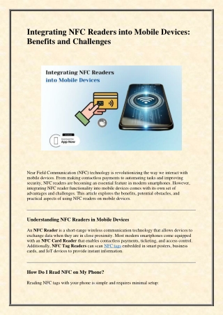 Integrating NFC Readers into Mobile Devices: Benefits and Challenges