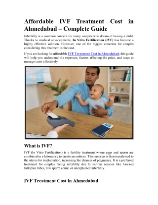 Affordable IVF Treatment Cost in Ahmedabad