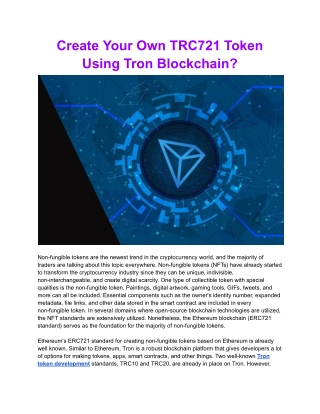Create Your Own TRC721 Token using Tron Blockchain (1)