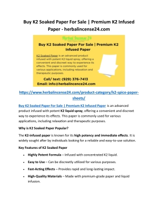 Buy K2 Soaked Paper For Sale Premium K2 Infused Paper - herbalincense24