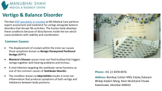 Advanced Vertigo Care : Advanced ENT Services in Mumbai at MS Medical Care