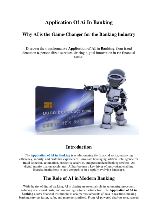 Application Of Ai In Banking