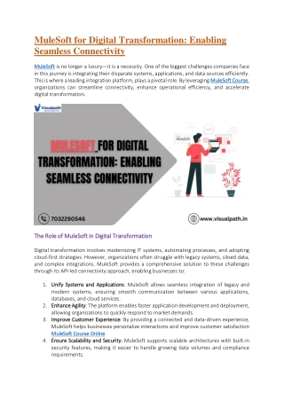 MuleSoft Course Online - MuleSoft Training in Bangalore