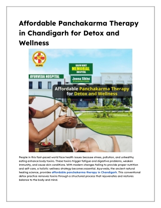 Affordable Panchakarma Therapy in Chandigarh for Detox and Wellness