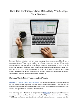 How Can Bookkeepers from Dallas Help You Manage Your Business