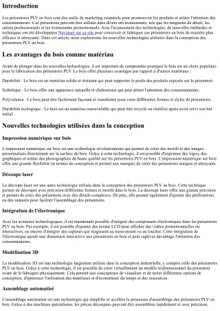 Les nouvelles technologies utilisées dans la conception des présentoirs PLV en b