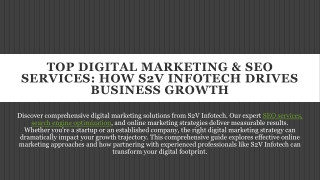 Top Digital Marketing & SEO Services: How S2V Infotech Drives Business Growth