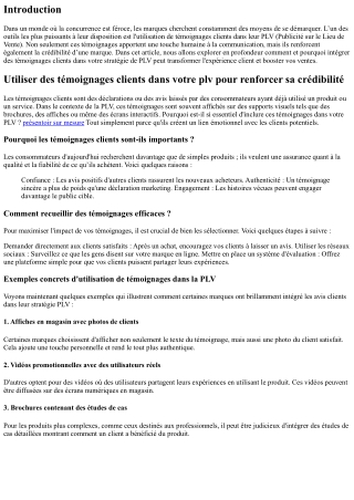 “Utiliser des témoignages clients dans votre plv pour renforcer sa crédibilité”
