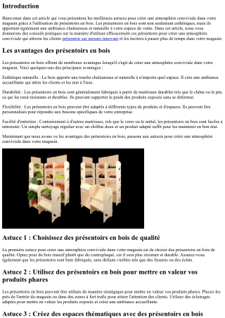 Les astuces pour créer une atmosphère conviviale avec des présentoirs bois dans