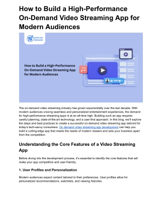 How to Build a High-Performance On-Demand Video Streaming App for Modern Audiences
