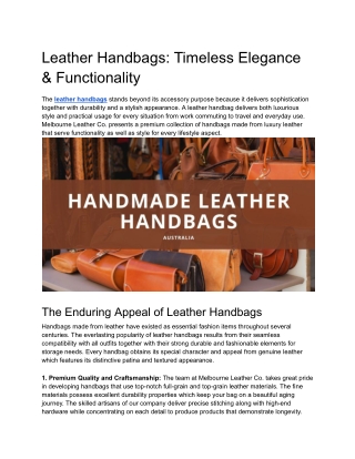 Leather Handbags: Timeless Elegance & Functionality