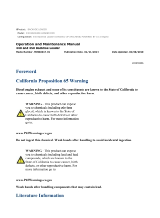 Caterpillar CAT 440 BACKHOE LOADER (DC900001-UP) Operation and Maintenance Manual Instant Download