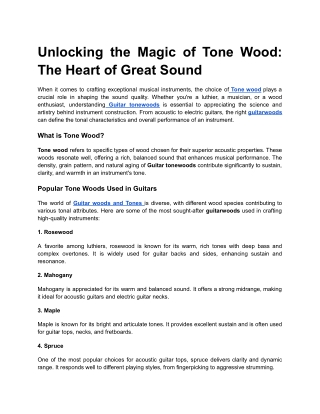 Unlocking the Magic of Tone Wood_ The Heart of Great Sound