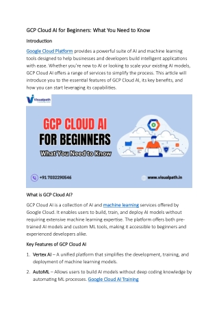 Google Cloud Platform AI Training in Hyderabad - Visualpath