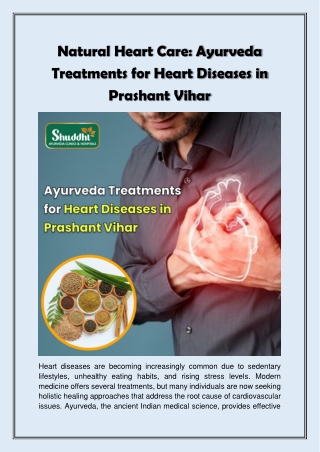 Ayurveda Treatments for Heart Diseases in Prashant Vihar