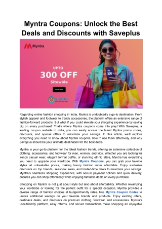 Myntra Coupons_ Unlock the Best Deals and Discounts with Saveplus