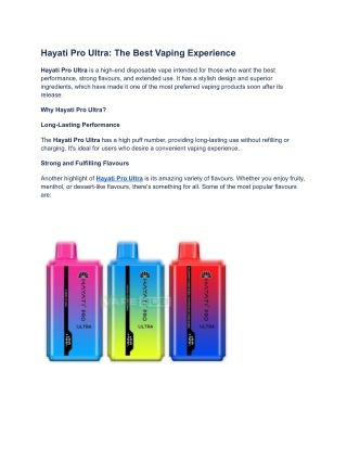 Hayati Pro Ultra The Next Level of Vaping Excellence