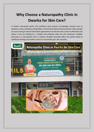 Why Choose a Naturopathy Clinic in Dwarka for Skin Care