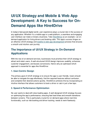 UI/UX Strategy and Mobile & Web App Development: A Key to Success for On-Demand