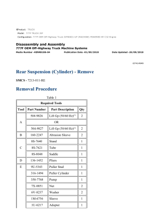 Caterpillar Cat 777F TRUCK (Prefix JXP) Service Repair Manual Instant Download