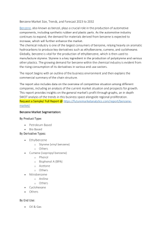 Benzene Market Size, Trends, and Forecast 2023 to 2032