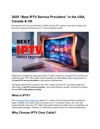 2025 “Best IPTV Service Providers” in the USA, Canada & UK