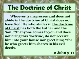 The Doctrine of Christ