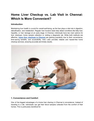 Liver Wellness Checkup at Home in Chennai | Free Collection