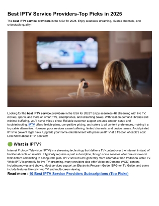Best IPTV Service Providers-Top Picks in 2025