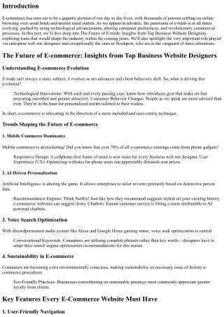 The Future of E-commerce: Insights from Top Business Website Designers