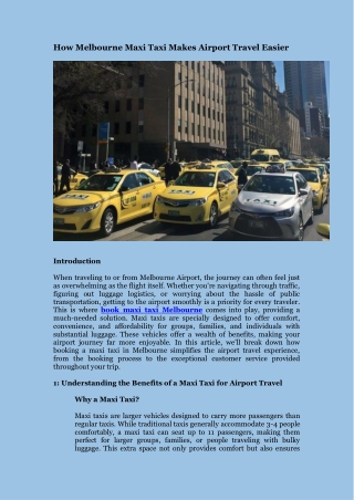 How Melbourne Maxi Taxi Makes Airport Travel Easier