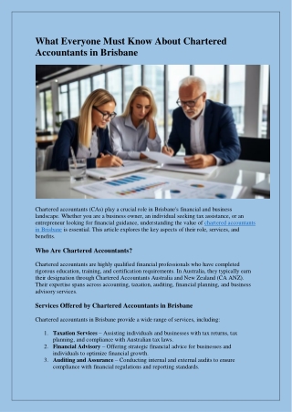 What Everyone Must Know About Chartered Accountants in Brisbane