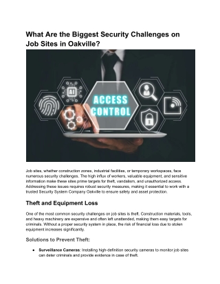 What Are the Biggest Security Challenges on Job Sites in Oakville