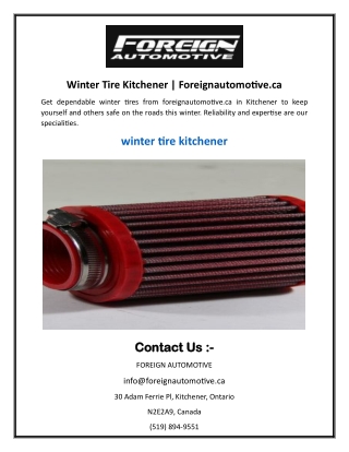 Winter Tire Kitchener  Foreignautomotive.ca