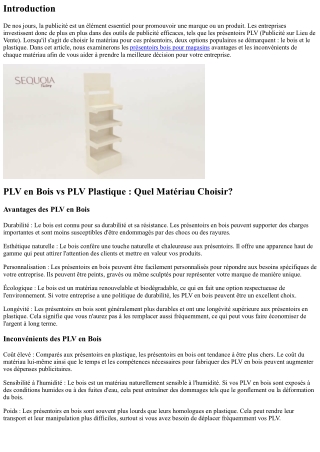 PLV en Bois vs PLV Plastique : Quel Matériau Choisir?