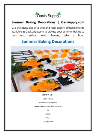 Summer Baking Decorations  Oasisupply.com