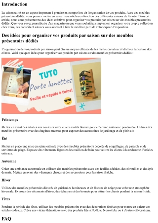 Des idées pour organiser vos produits par saison sur des meubles présentoirs déd