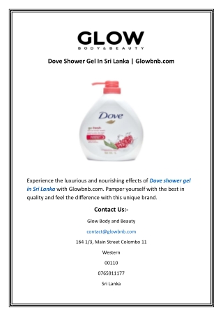 Dove Shower Gel In Sri Lanka  Glowbnb