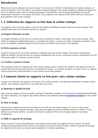 Comment Organiser une Cuisine Rustique Avec Des supports En bois