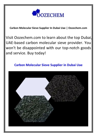 Carbon Molecular Sieve Supplier In Dubai Uae Oozechem.com