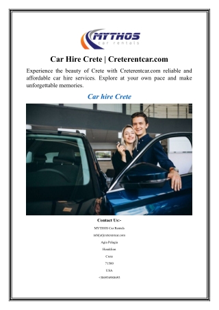 Car Hire Crete  Creterentcar.com