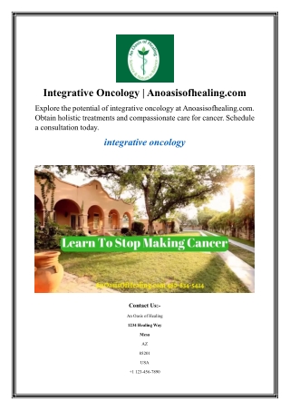 Integrative Oncology  Anoasisofhealing.com