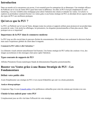 Booster vos Ventes grâce à une Bonne Stratégie de PLV