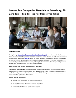 Income Tax Companies Near Me In Petersburg, FL Zero Tax – Top 15 Tips For Stress-Free Filing